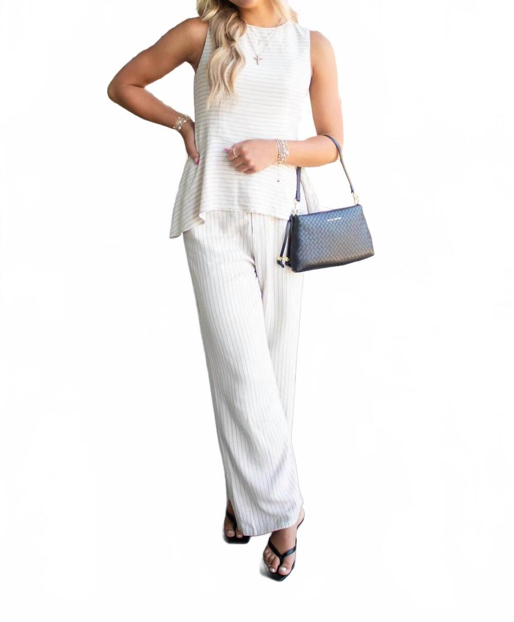 NEW ABLE stripe linen set pants in natural